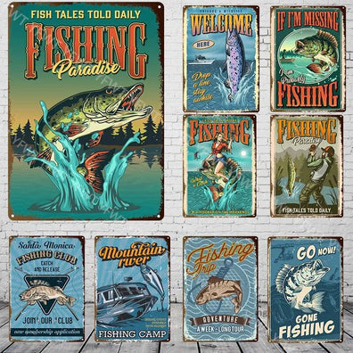 Fishing Rules Metal Tin Sign 7.8in x 11.8in